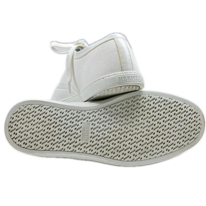 Great HERMES Low cut sneakers Innocent Logo Embroidery white canvas Women 37 241180Z