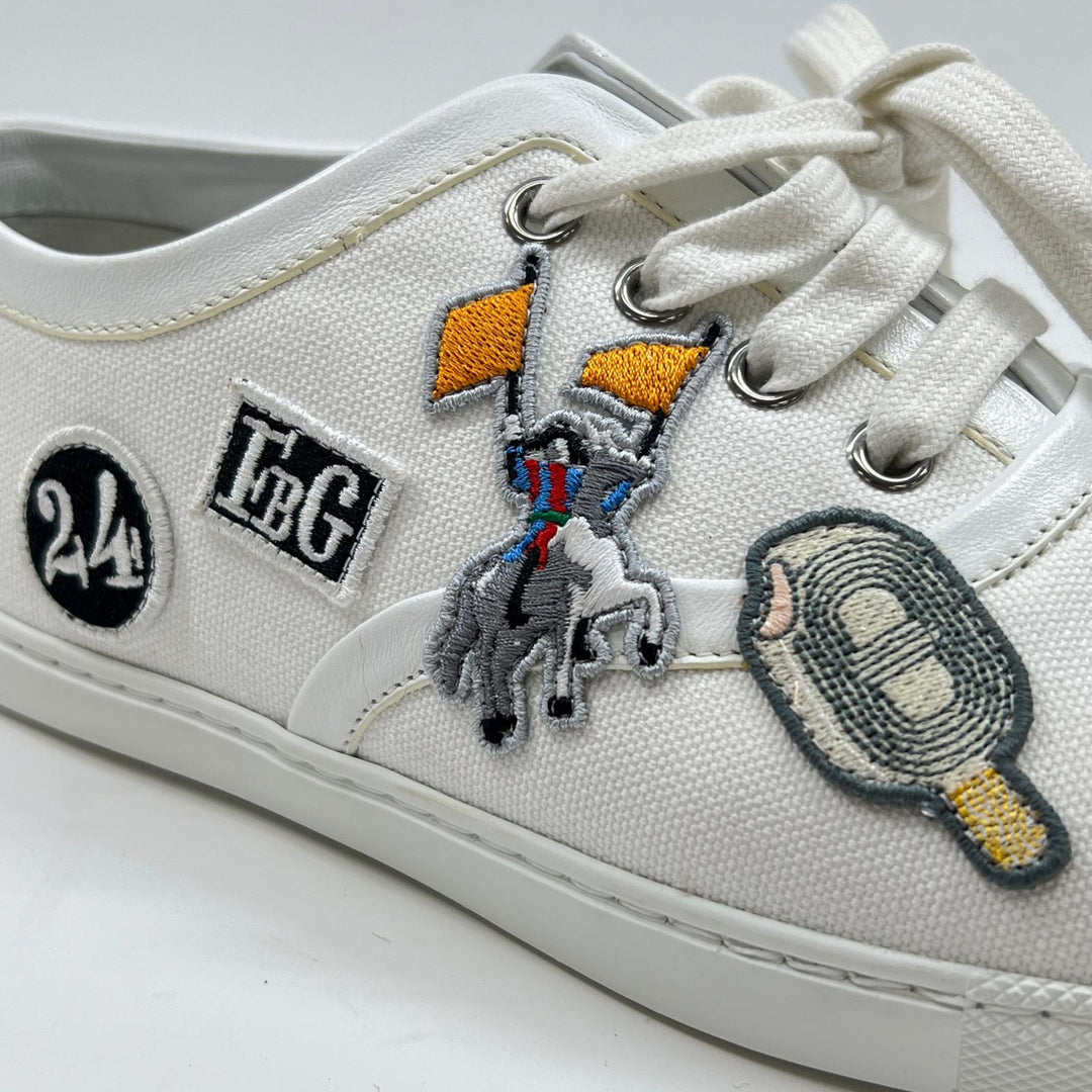 Great HERMES Low cut sneakers Innocent Logo Embroidery white canvas Women 37 241180Z