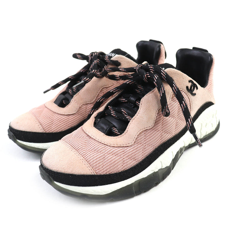 Great CHANEL sneakers COCO Mark Matelasse Logo Sole Suede Leather pink black 36 G38290