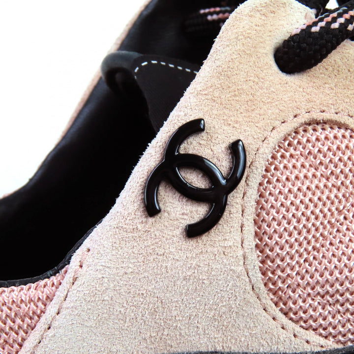 Great CHANEL sneakers COCO Mark Matelasse Logo Sole Suede Leather pink black 36 G38290