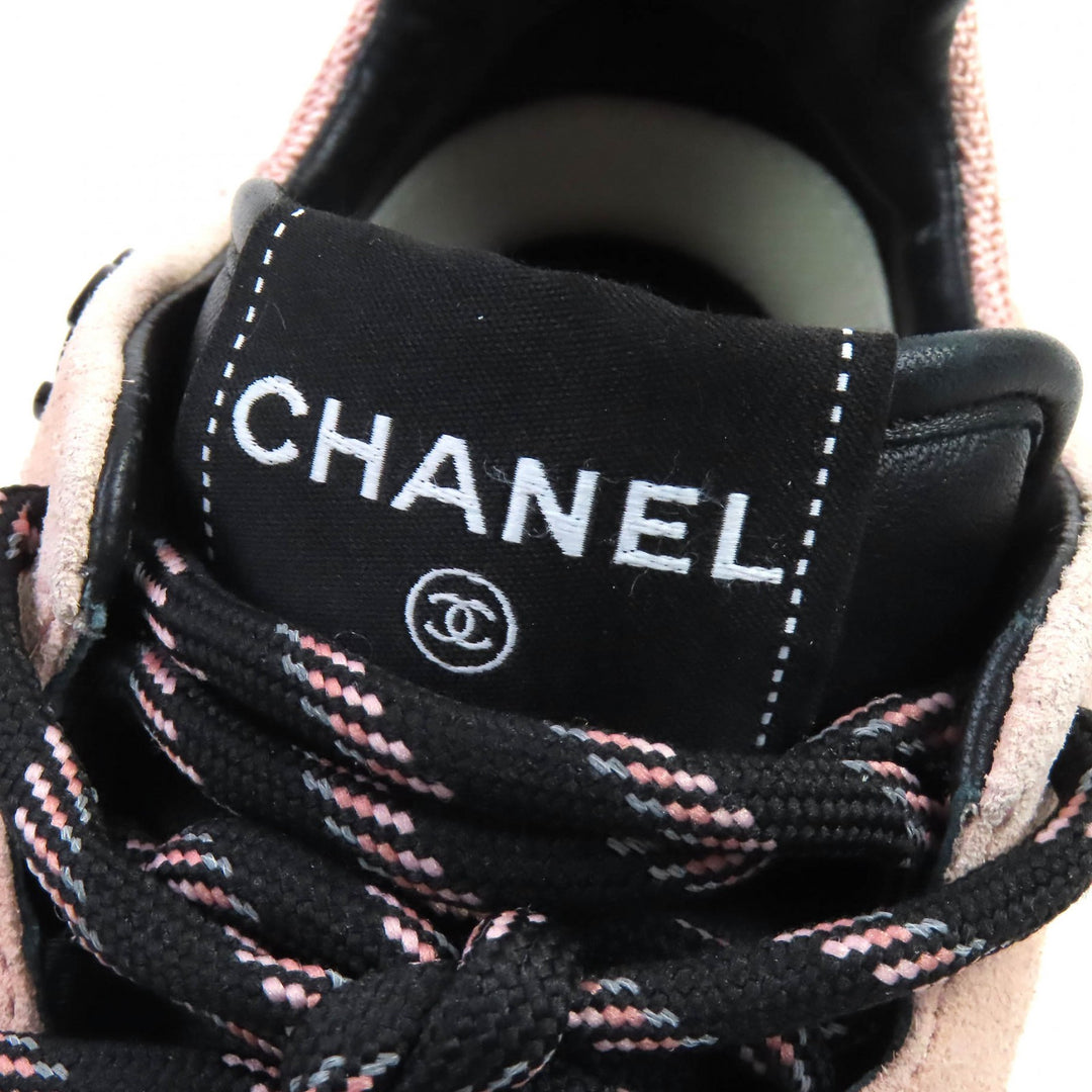 Great CHANEL sneakers COCO Mark Matelasse Logo Sole Suede Leather pink black 36 G38290