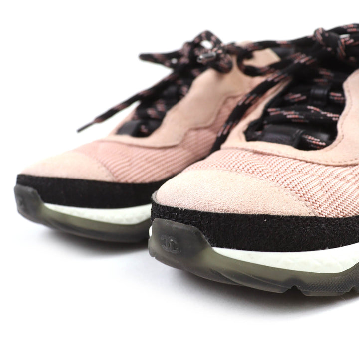 Great CHANEL sneakers COCO Mark Matelasse Logo Sole Suede Leather pink black 36 G38290