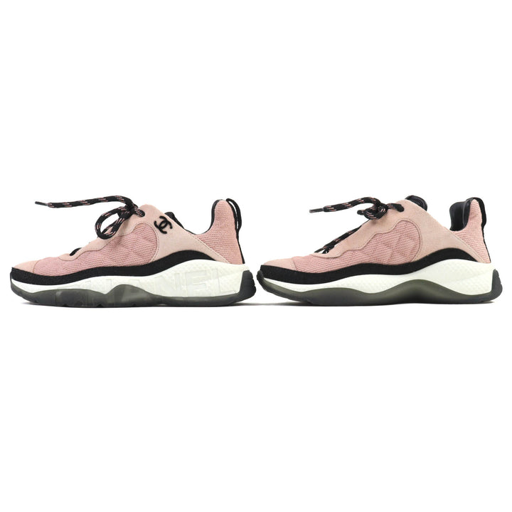 Great CHANEL sneakers COCO Mark Matelasse Logo Sole Suede Leather pink black 36 G38290