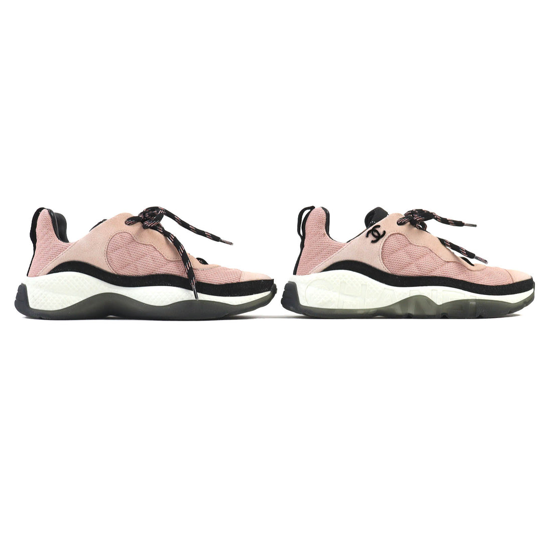 Great CHANEL sneakers COCO Mark Matelasse Logo Sole Suede Leather pink black 36 G38290