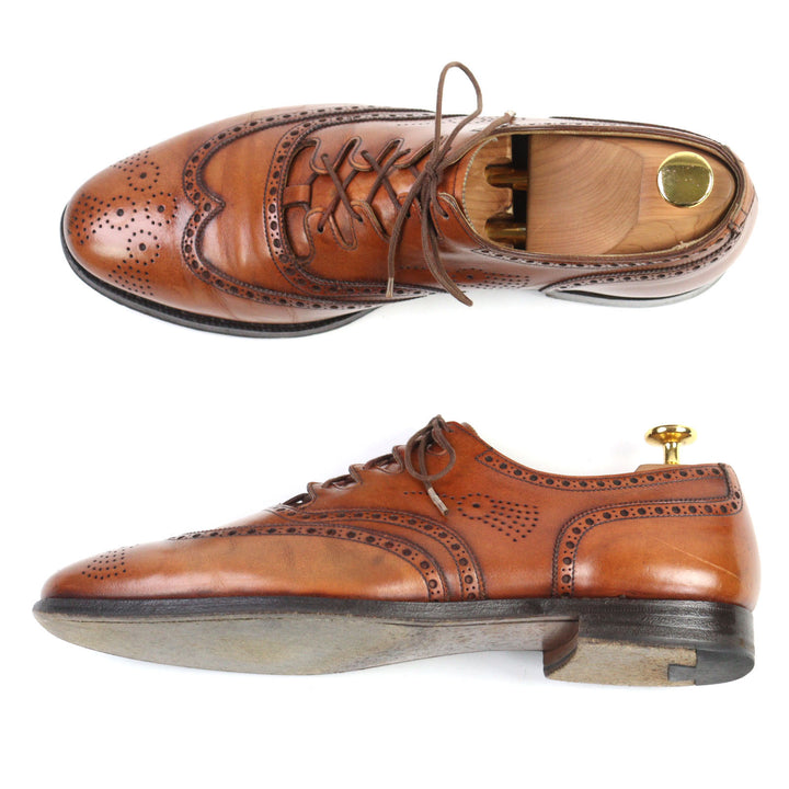 Great CROCKETT&JONES Leather shoes GHILLIE 2 Wingtip Medallion Ghillie Shoes 7.5 5899