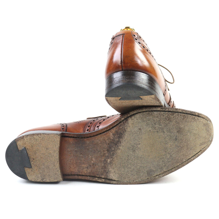 Great CROCKETT&JONES Leather shoes GHILLIE 2 Wingtip Medallion Ghillie Shoes 7.5