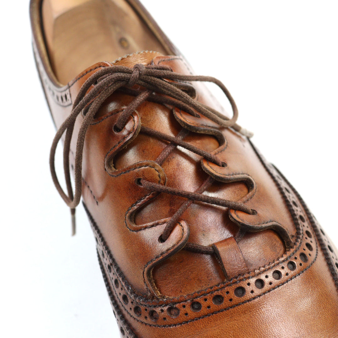 Great CROCKETT&JONES Leather shoes GHILLIE 2 Wingtip Medallion Ghillie Shoes 7.5 5899