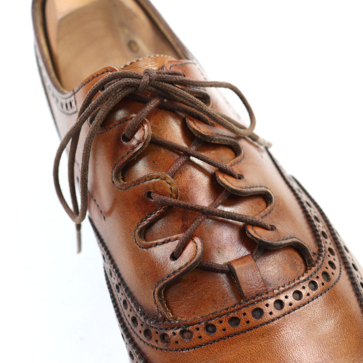 Great CROCKETT&JONES Leather shoes GHILLIE 2 Wingtip Medallion Ghillie Shoes 7.5 5899