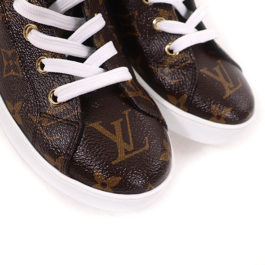 Excellent LOUIS VUITTON High cut sneakers Brown black leather Women 35