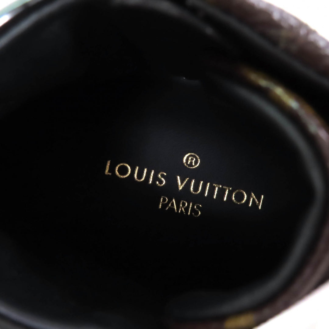 Excellent LOUIS VUITTON High cut sneakers Brown black leather Women 35