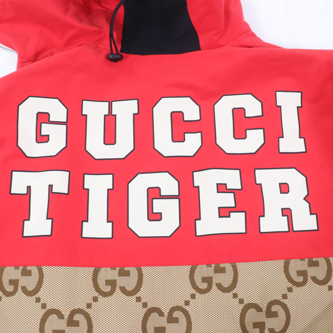 Excellent GUCCI coat TIGER Large GG pattern Red cotton Women 40 682981