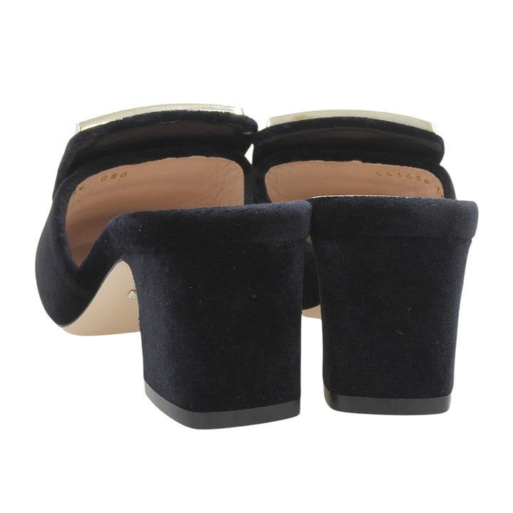 Pristine GUCCI Mule SOFTY VELVET with G Mark jewels black Velor Women 34 551438