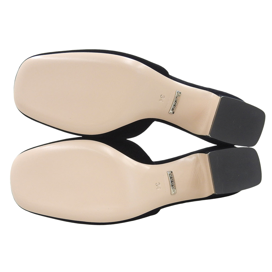 Pristine GUCCI Mule SOFTY VELVET with G Mark jewels black Velor Women 34 551438