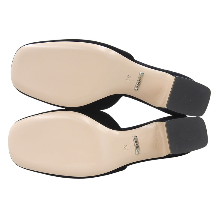 Pristine GUCCI Mule SOFTY VELVET with G Mark jewels black Velor Women 34 551438