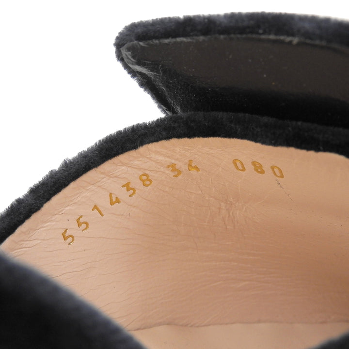 Pristine GUCCI Mule SOFTY VELVET with G Mark jewels black Velor Women 34 551438