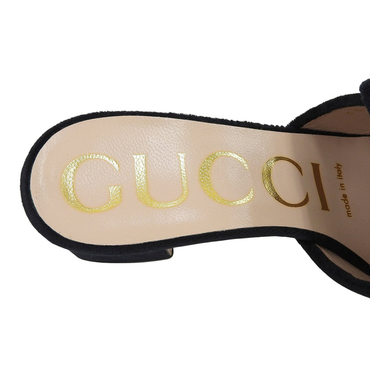 Pristine GUCCI Mule SOFTY VELVET with G Mark jewels black Velor Women 34 551438