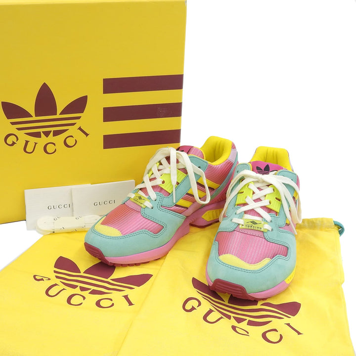 Pristine GUCCI×adidas sneakers TORSION ZX8000 Pink multi Suede leather Women 22.5 722212