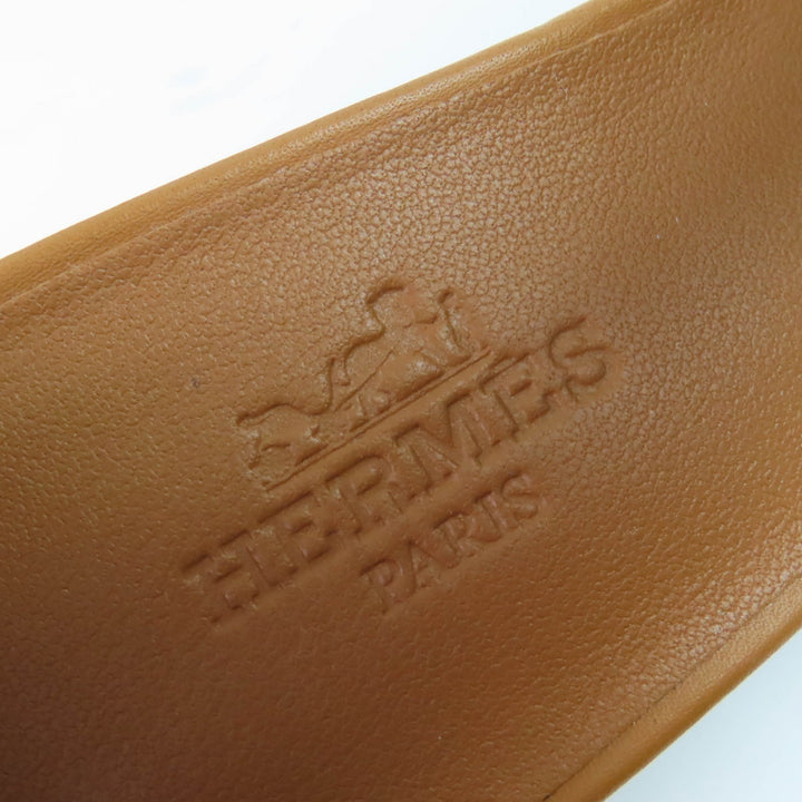 Pristine HERMES Sandals Idealista 90 Mosaic motif ankle strap leather Brown 35.5