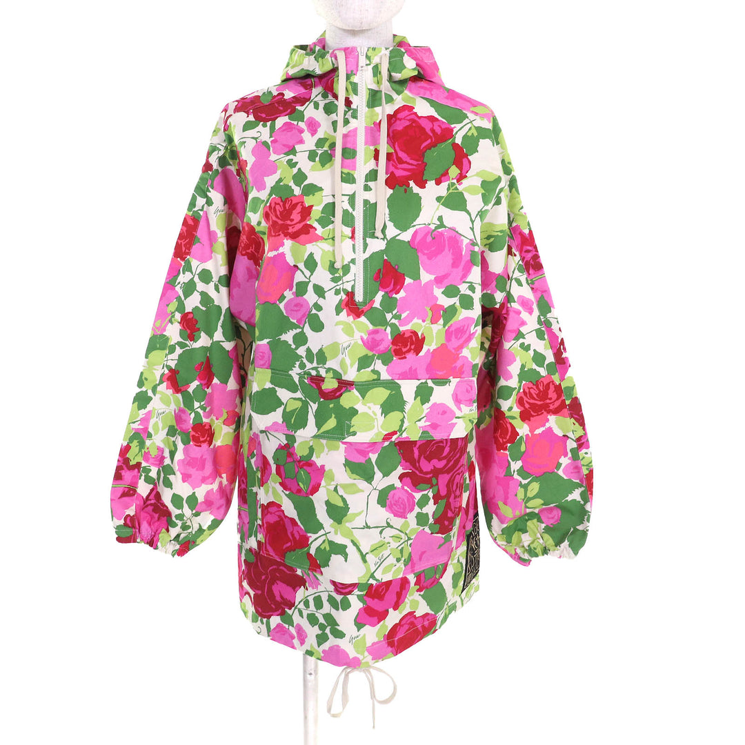 Excellent GUCCI Ken Scott hoodie Rose print half-zip hooded anorak hoodie 650618