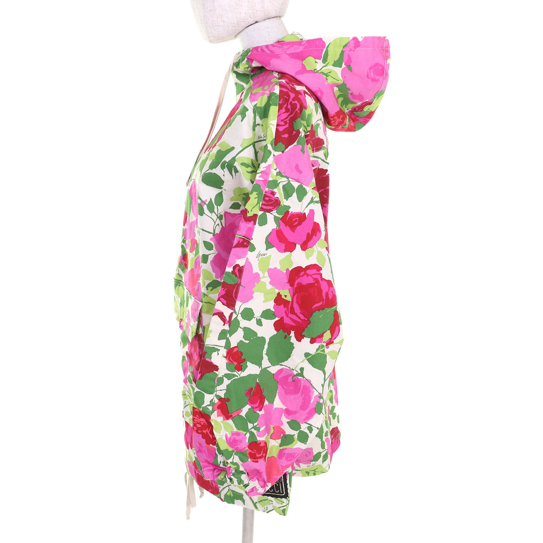 Excellent GUCCI Ken Scott hoodie Rose print half-zip hooded anorak hoodie 650618