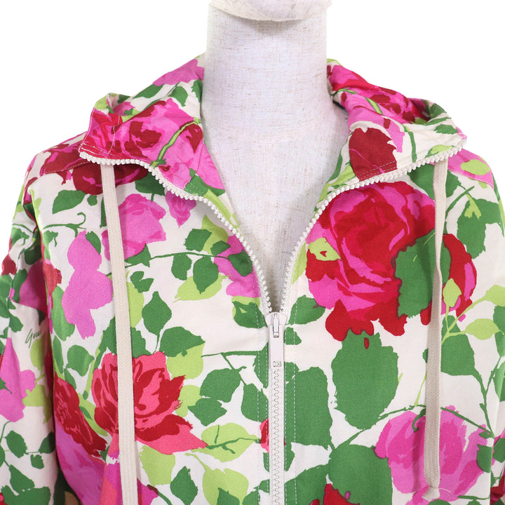 Excellent GUCCI Ken Scott hoodie Rose print half-zip hooded anorak hoodie 650618