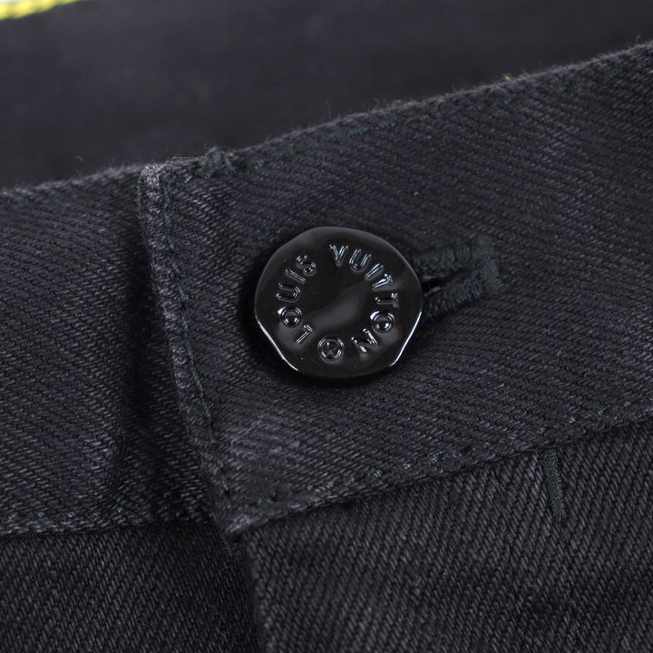 Great LOUIS VUITTON Slim stretch denim pants Logo button 34 HID70W
