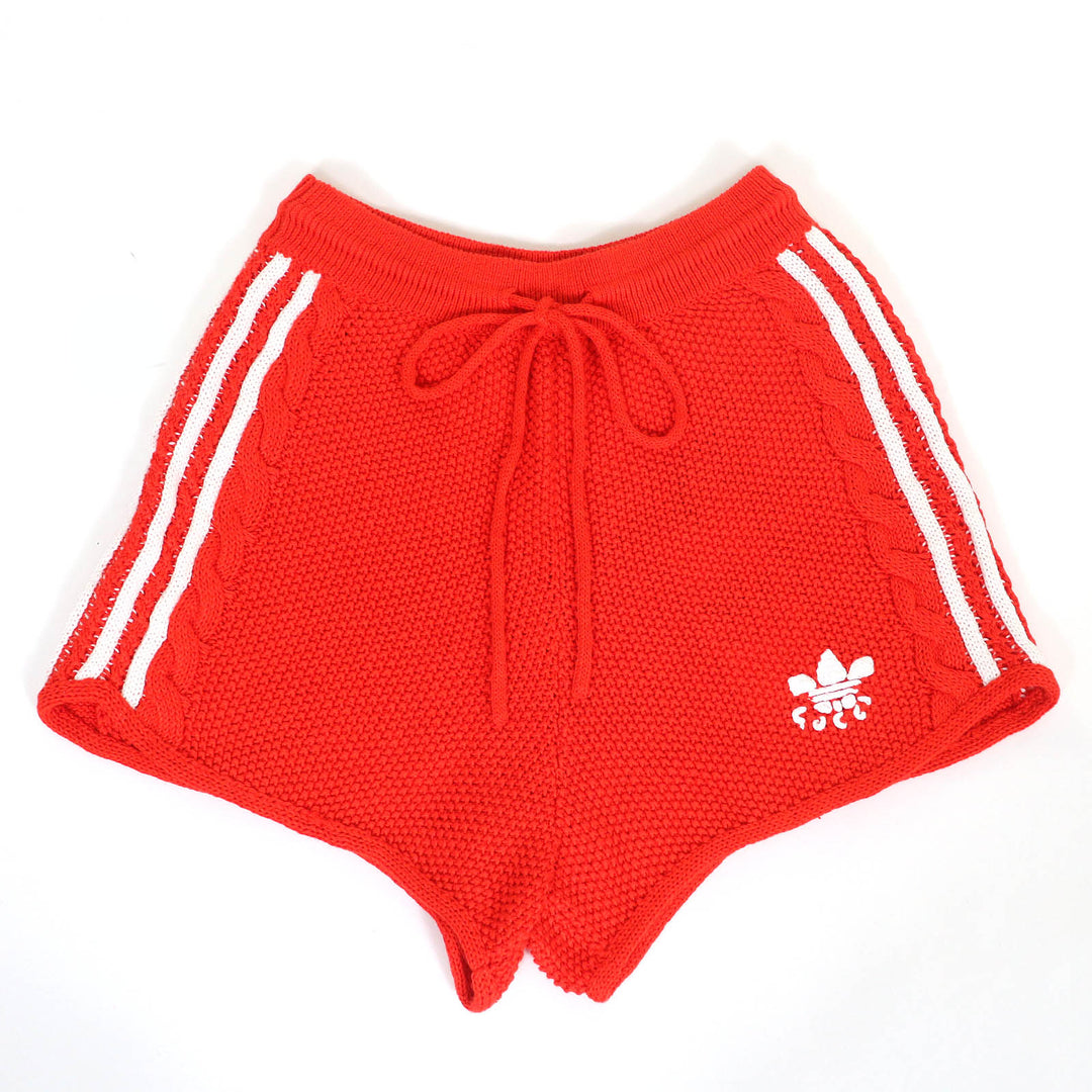 Pristine GUCCI×adidas Shorts Trefoil embroidered knit Red linen Women M 693835