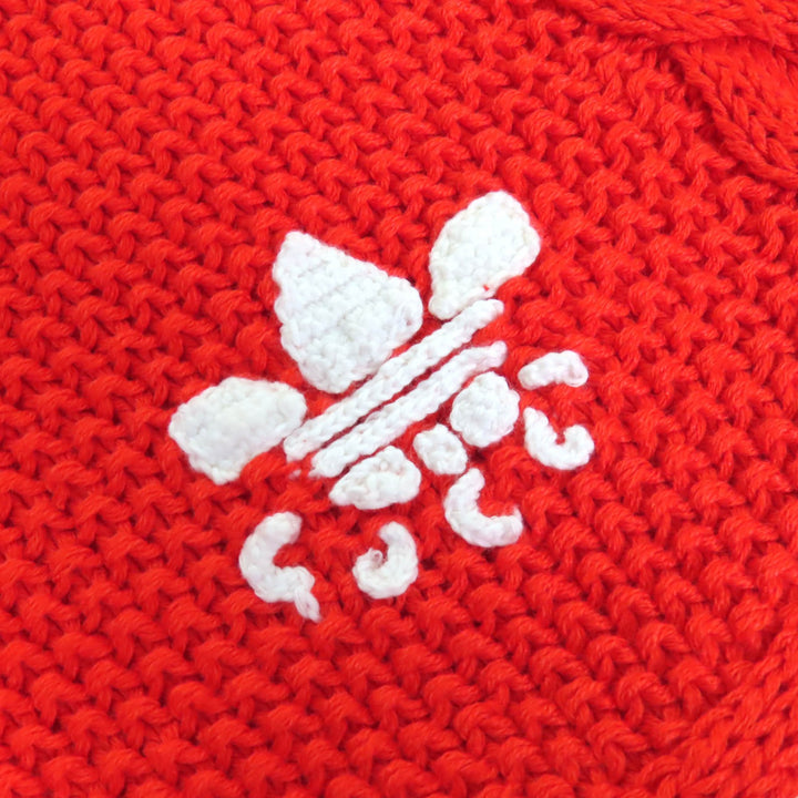 Pristine GUCCI×adidas Shorts Trefoil embroidered knit Red linen Women M 693835