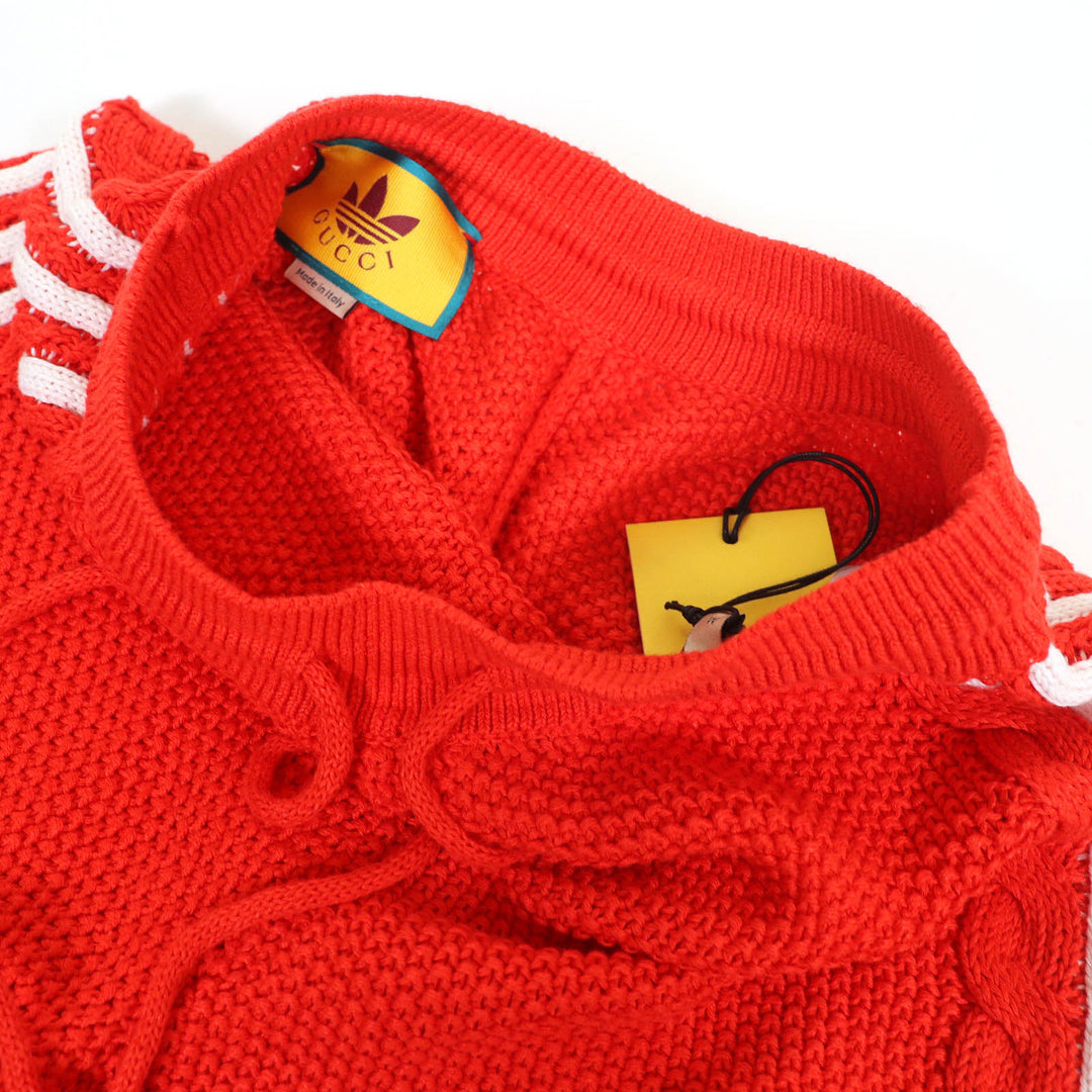 Pristine GUCCI×adidas Shorts Trefoil embroidered knit Red linen Women M 693835