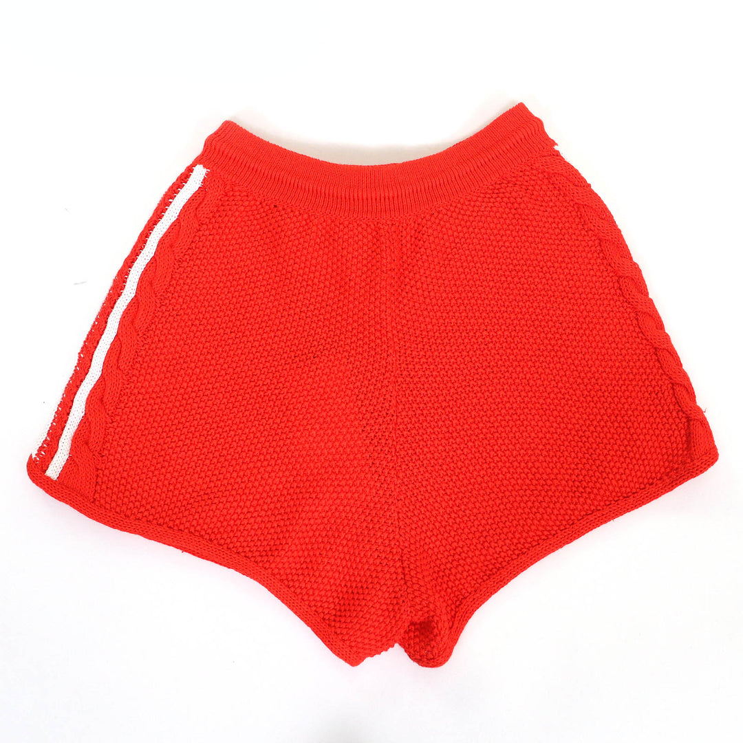 Pristine GUCCI×adidas Shorts Trefoil embroidered knit Red linen Women M 693835
