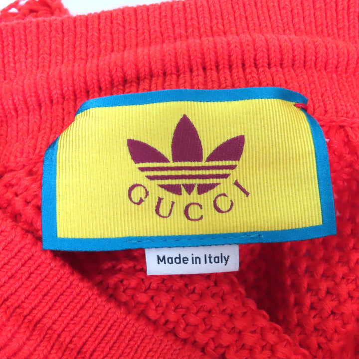 Pristine GUCCI×adidas Shorts Trefoil embroidered knit Red linen Women M 693835