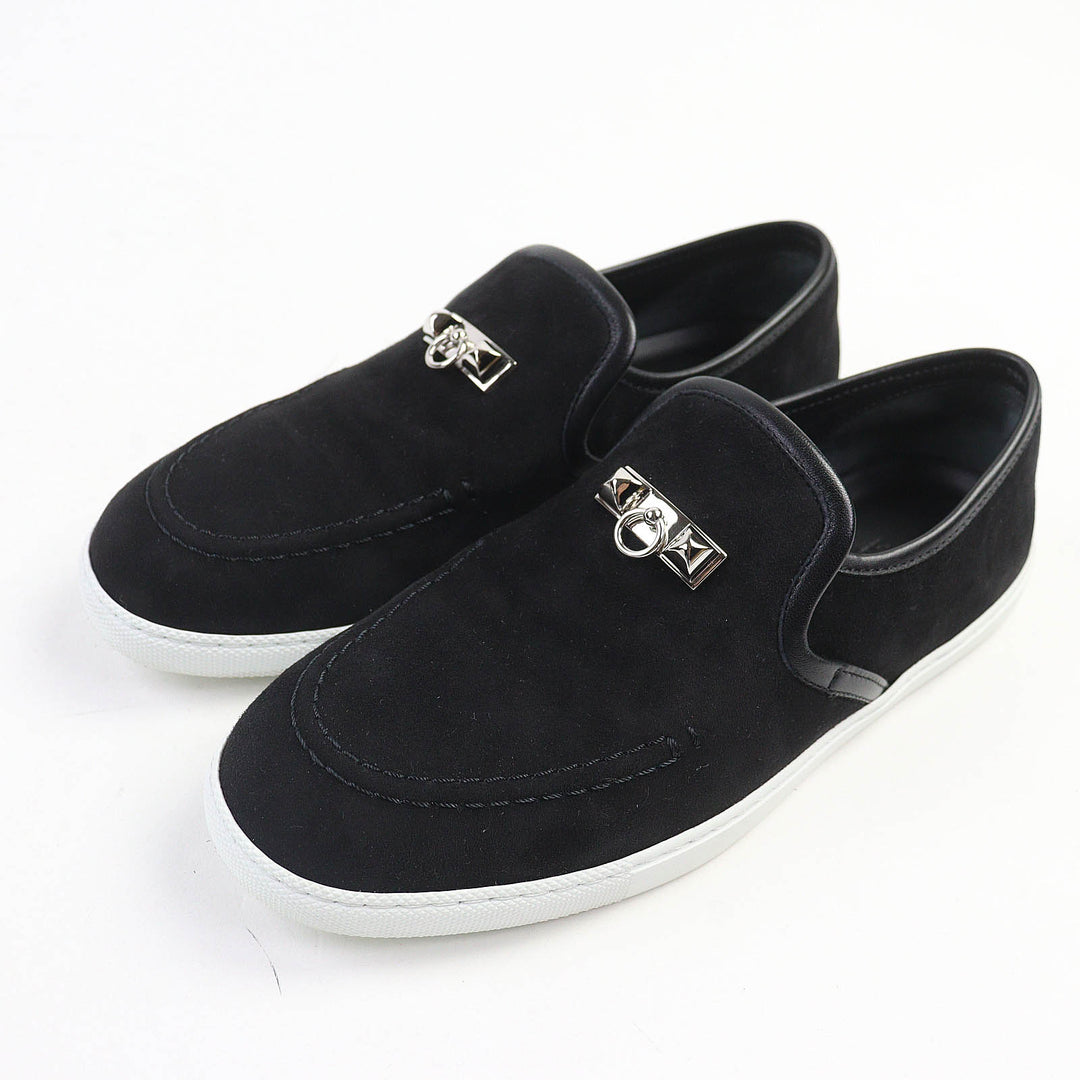 Great HERMES sneakers Jules Medor moccasins black Suede leather Women 38