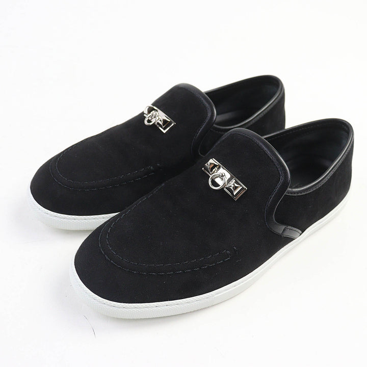 Great HERMES sneakers Jules Medor moccasins black Suede leather Women 38
