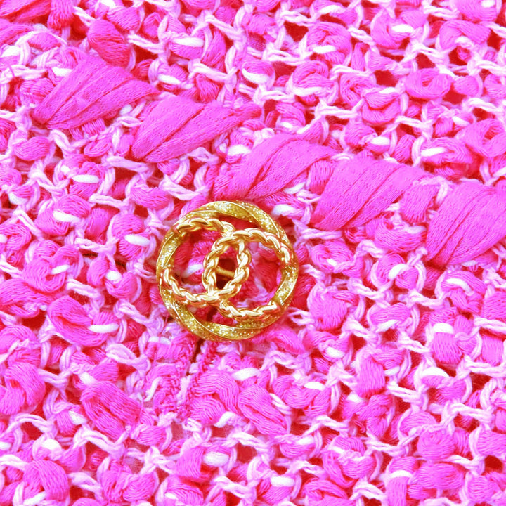 Excellent CHANEL collarless jacket pink cotton Women 36 P70041