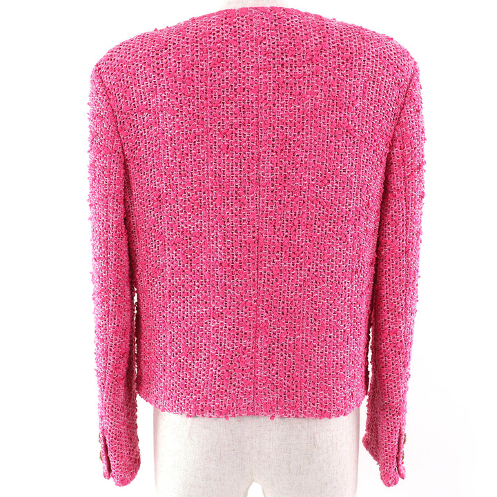 Excellent CHANEL collarless jacket pink cotton Women 36 P70041