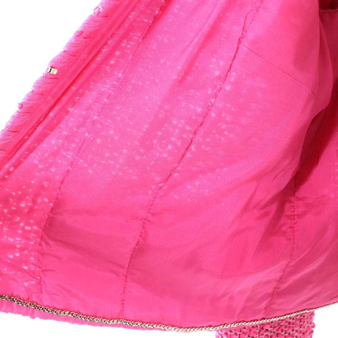 Excellent CHANEL collarless jacket pink cotton Women 36 P70041