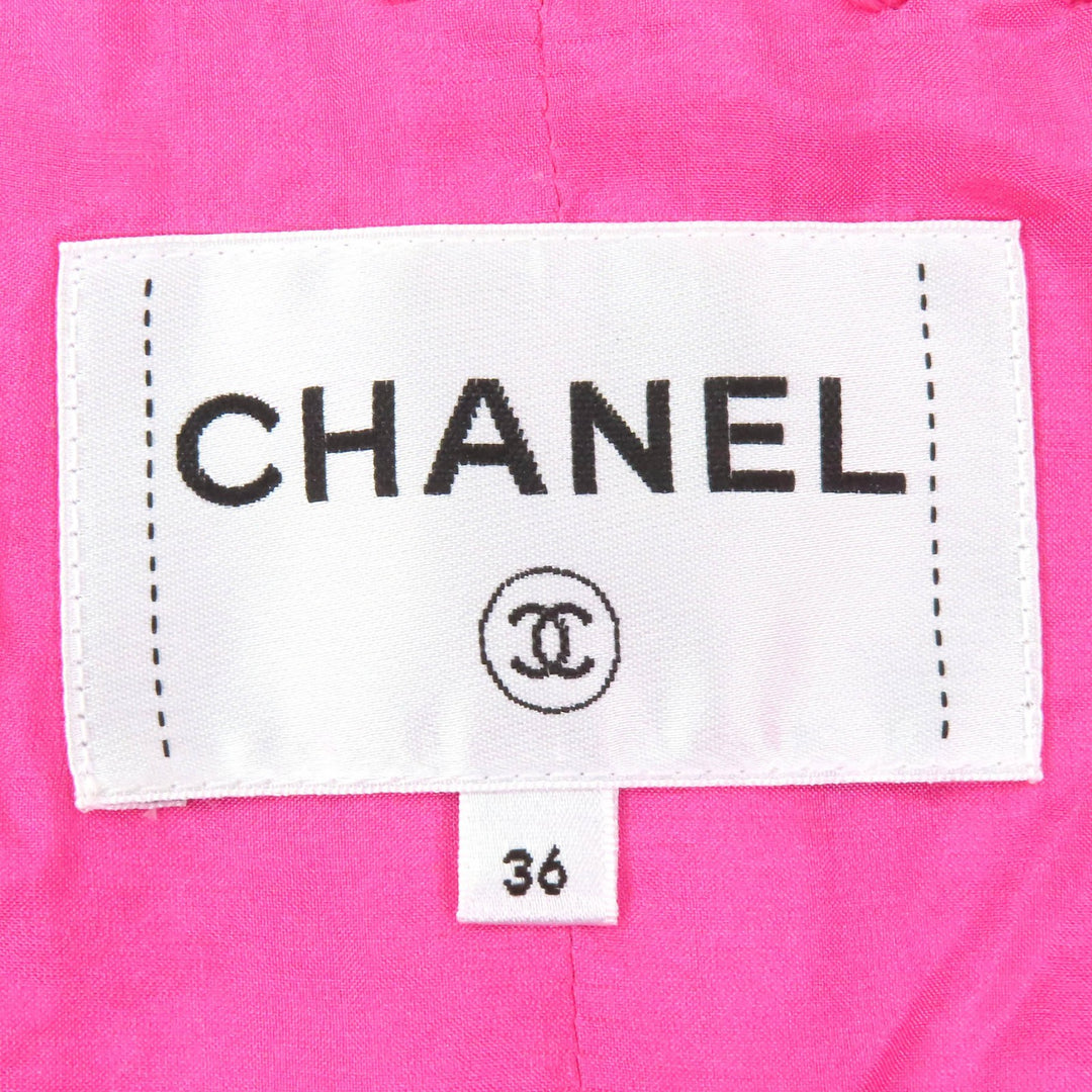 Excellent CHANEL collarless jacket pink cotton Women 36 P70041