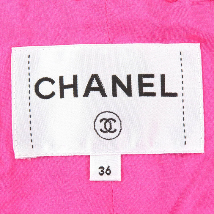 Excellent CHANEL collarless jacket pink cotton Women 36 P70041