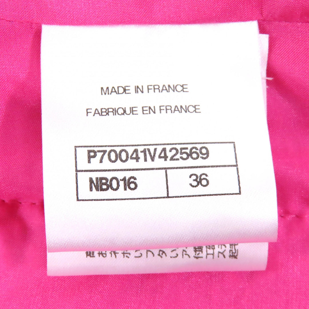 Excellent CHANEL collarless jacket pink cotton Women 36 P70041