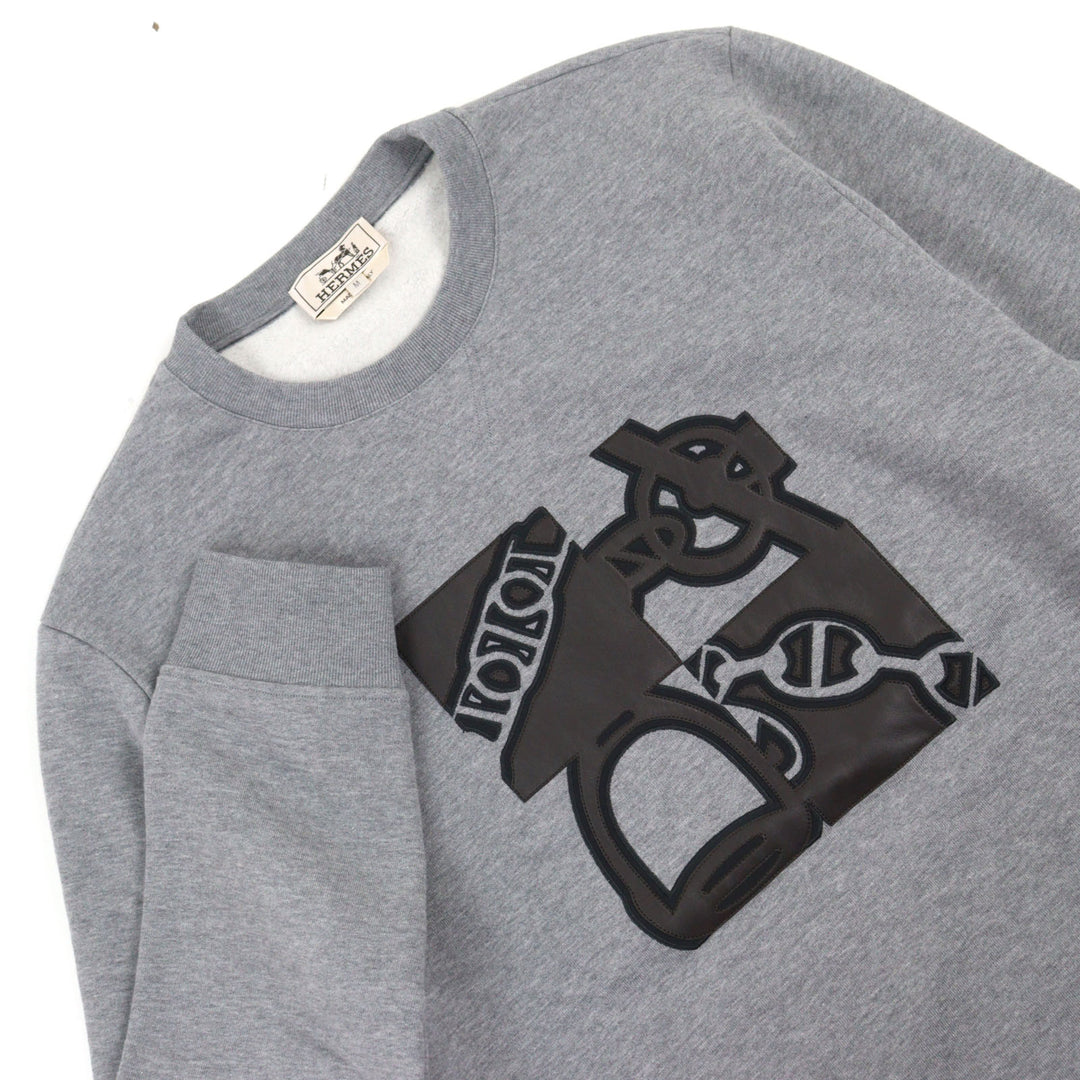 Excellent HERMES sweat Metallerie au Carre Gray cotton mens M 467810HA