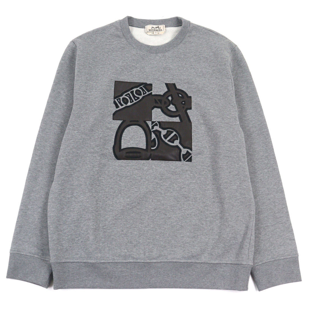 Excellent HERMES sweat Metallerie au Carre Gray cotton mens M 467810HA