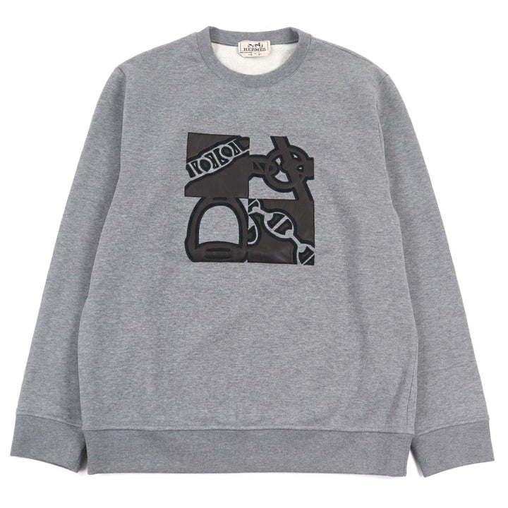 Excellent HERMES sweat Metallerie au Carre Gray cotton mens M 467810HA