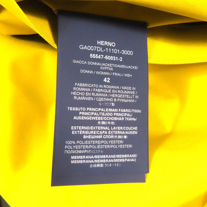 Pristine Herno Nylon jacket GORE-TEX yellow polyester Women 42 GA007DL
