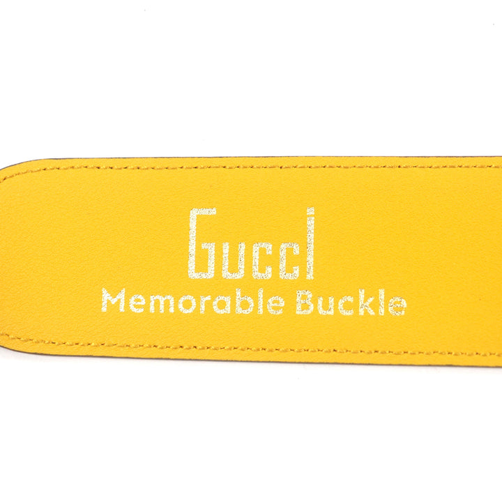Excellent GUCCI belt G logo buckle leather Yellow blue leather mens 709954