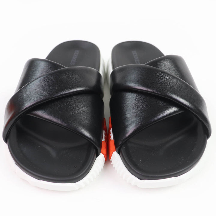 Pristine HERMES Sandals infrastructure H logo leather flats black Women 35.5