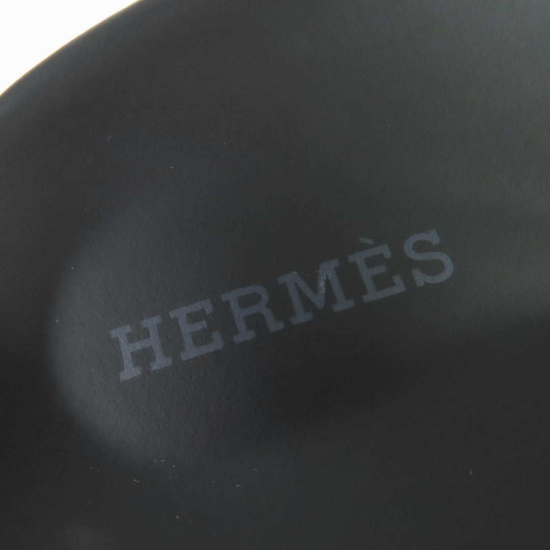 Pristine HERMES Sandals infrastructure H logo leather flats black Women 35.5