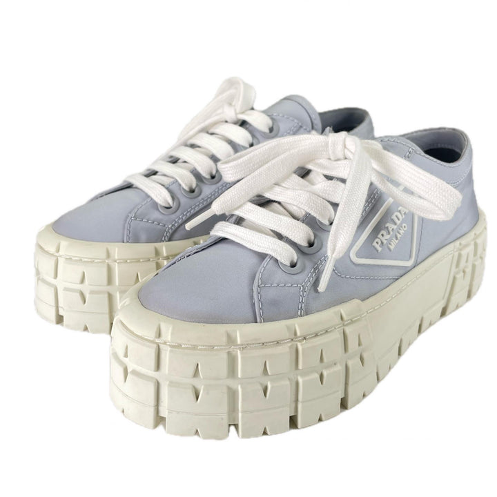 Great PRADA sneakers Re-Nylon double wheel triangle logo blue Nylon Women 35.5