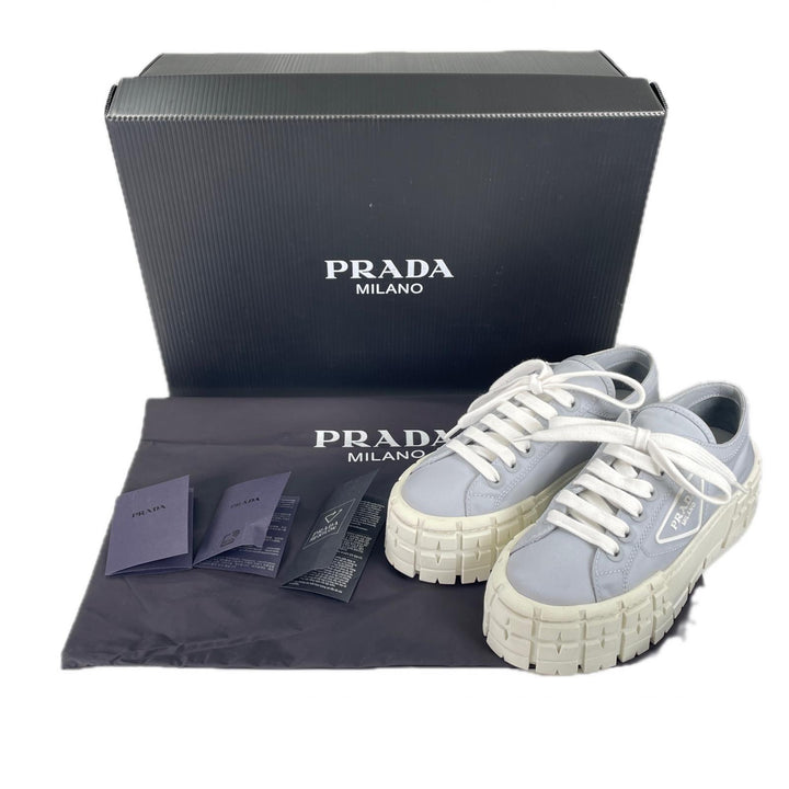 Great PRADA sneakers Re-Nylon double wheel triangle logo blue Nylon Women 35.5