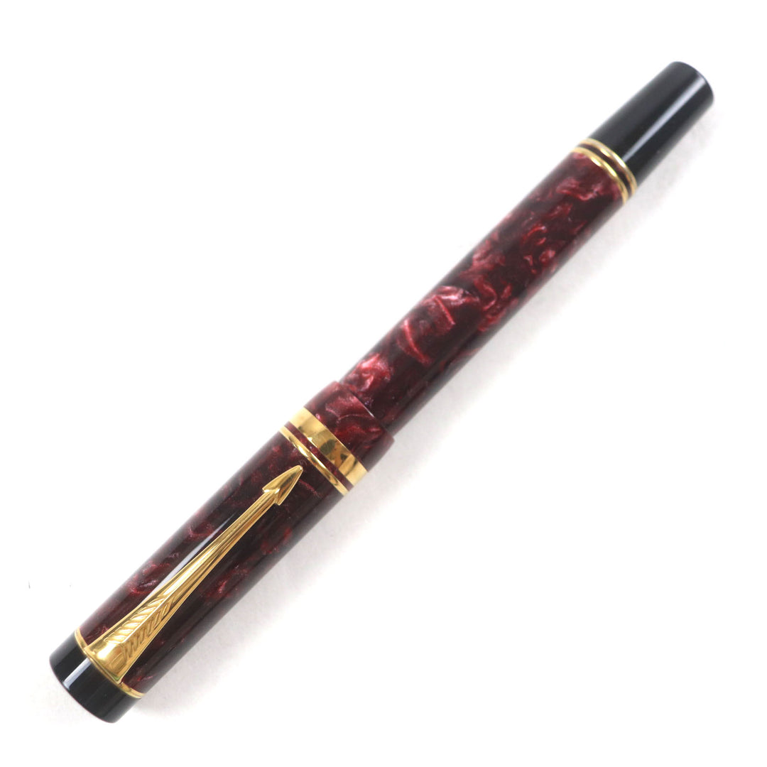Very Good PARKER fountain pen Duofield Marble Red International 18K