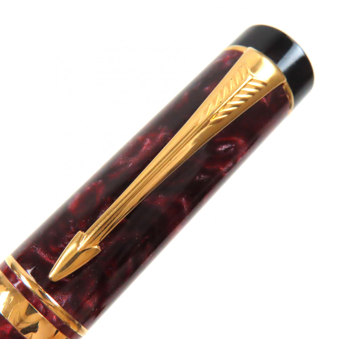 Very Good PARKER fountain pen Duofield Marble Red International 18K